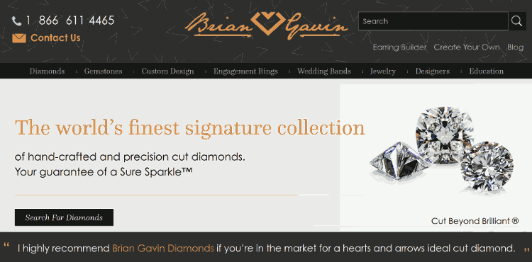 Screenshot of briangavindiamonds.com