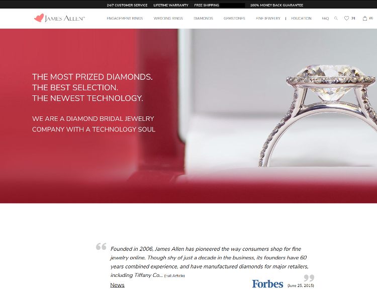 Screenshot of a page at JamesAllen.com
