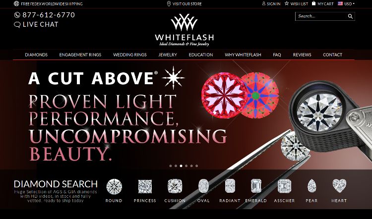 Screenshot of whiteflash.com