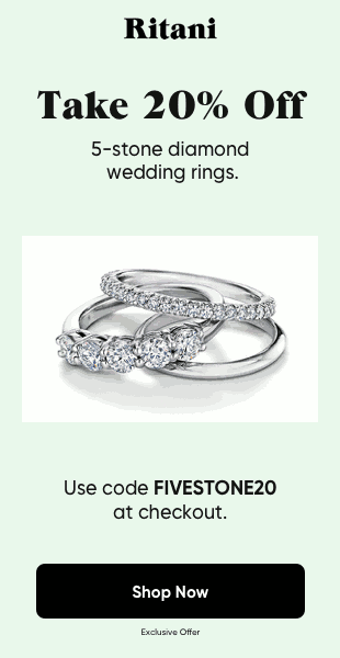 Take 20% off 5 stone wedding rings at Ritani