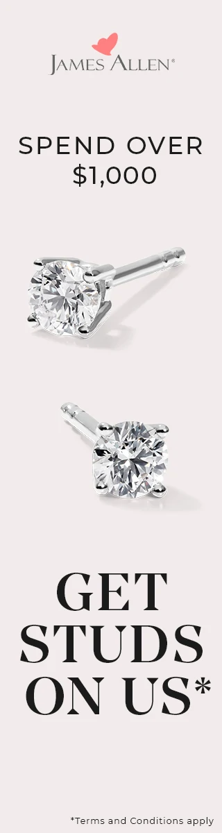 Free Studs Giveaway STARTS JULY 14TH *Offer is valid for all purchases of $1,000 USD or more. Valid purchase orders will receive 925 Silver Rhodium Plated Lab Created Diamond Stud Earrings (0.25 ctw F-G/SI1-SI2). Eligible customers will receive only one pair of earrings, regardless of the number of qualifying purchases during the offer period. Offer is valid while supplies last. James Allen: (1) does not cover a warranty for the free studs; (2) will not exchange them or allow to return them for refund; (3) will not replace them if misplaced, lost or stolen; (4) will not provide new free studs in the event of fraud or deception; (5) will not substitute the diamond or the backs for any reason. Free studs are subject to be replaced by another product at any time and without prior notice. In the event that the item of a qualifying order is returned, the customer is obliged to return the free studs as well. In the event that an item of a qualifying order is exchanged, making the total value of order lower than $1,000 USD, the customer is obliged to return the free studs. The terms of this offer are subject to changes without prior notice and at any time. Other restrictions may apply.