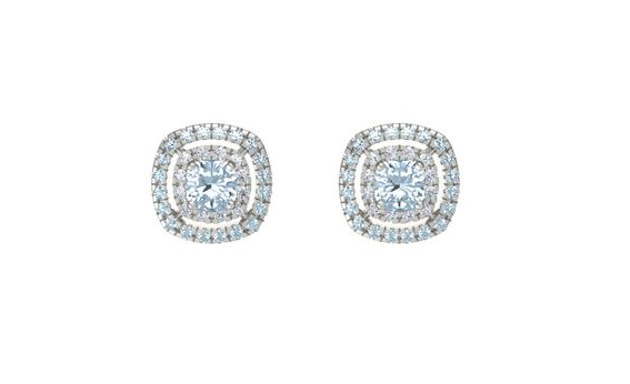 Lillian Earrings with Cushion Cut Aquamarine and Diamond by Gemvara