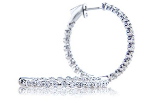 Shared Prong Diamond Hoop Earrings by Brian Gavin Diamonds